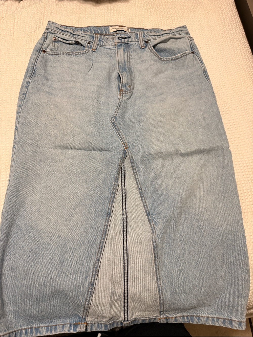 Abercrombie Light Wash Denim Midi Skirt